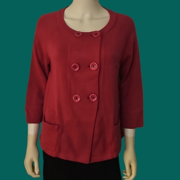 MADISON Hot Pink Double Breasted Preppy Cardigan Sweater - Picture 1 of 6